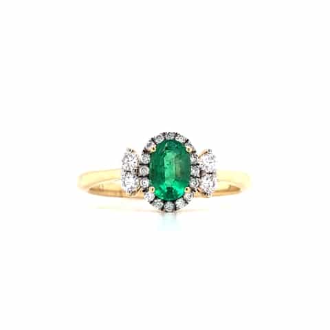 14KY Oval Emerald Fashion Ring