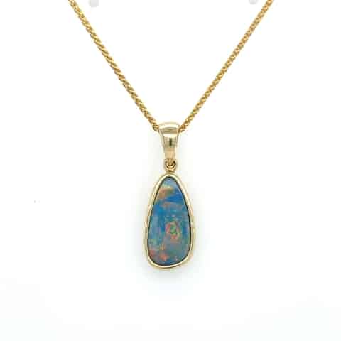 14KY Australian Black Opal Pendant