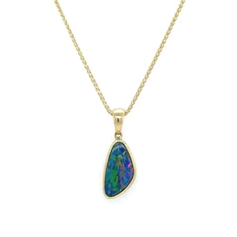 14KY Australian Opal Doublet Pendant