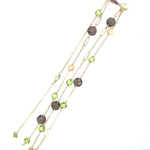 14KY Peridot & Smokey Quartz Necklace