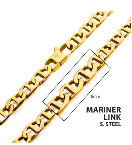 18Kt Gold IP Mariner Link Chain Necklace