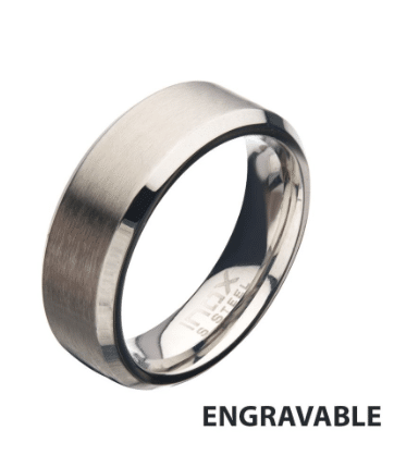 Stainless Steel Beveled Comfort Fit Ring