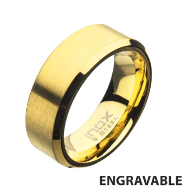 Gold IP Steel Beveled Comfort Fit Ring
