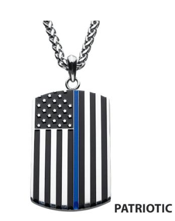 Blue Line American Flag Dog Tag Enamel Pendant
