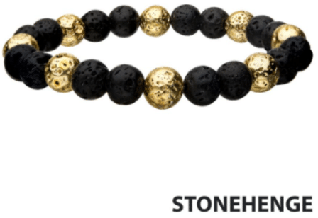 Stainless Gold IP and Lava 8mm Beads Bracelet