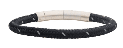 Stainless Steel Black Nylon with Press Clasp Bracelet