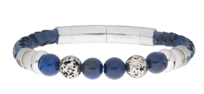 Blue Braided Leather with Lapis Lazuli Bead Bracelet