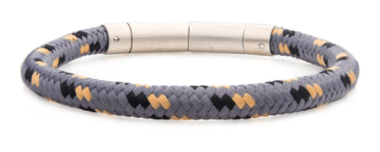 Stainless Steel Grey, Black and Beige Nylon Press Clasp Bracelet