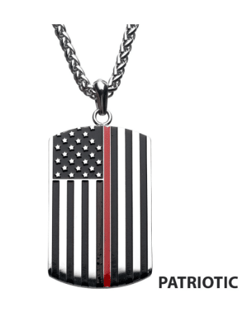 Thin Red Line Firefighter Dog Tag Enamel Pendant
