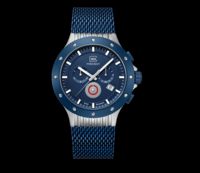 Glock Silver Titanium W/Blue Bezel