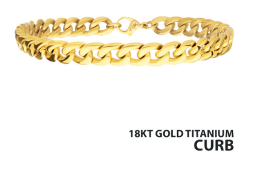 18Kt Gold IP Titanium Curb Chain Bracelet