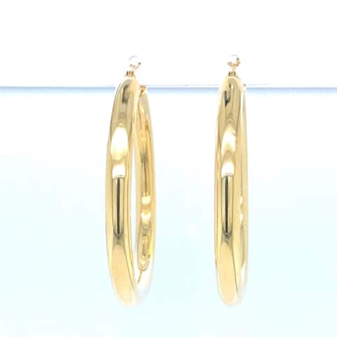 10KY Large Polished Hoops