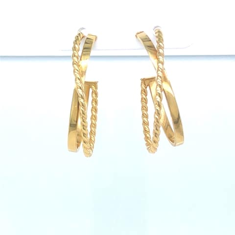 14KY Twist J Hoop Earrings