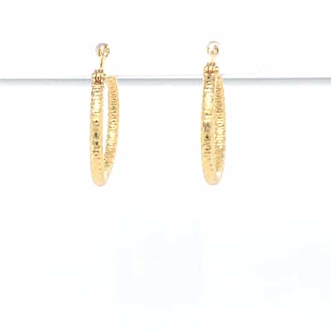 14KY Diamond Cut Textured Hoop
