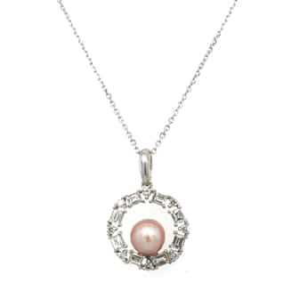 14KW Circle Diamond Concho Pearl Pendant