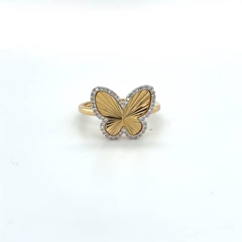 14K Yellow Diamond Butterfly Ring