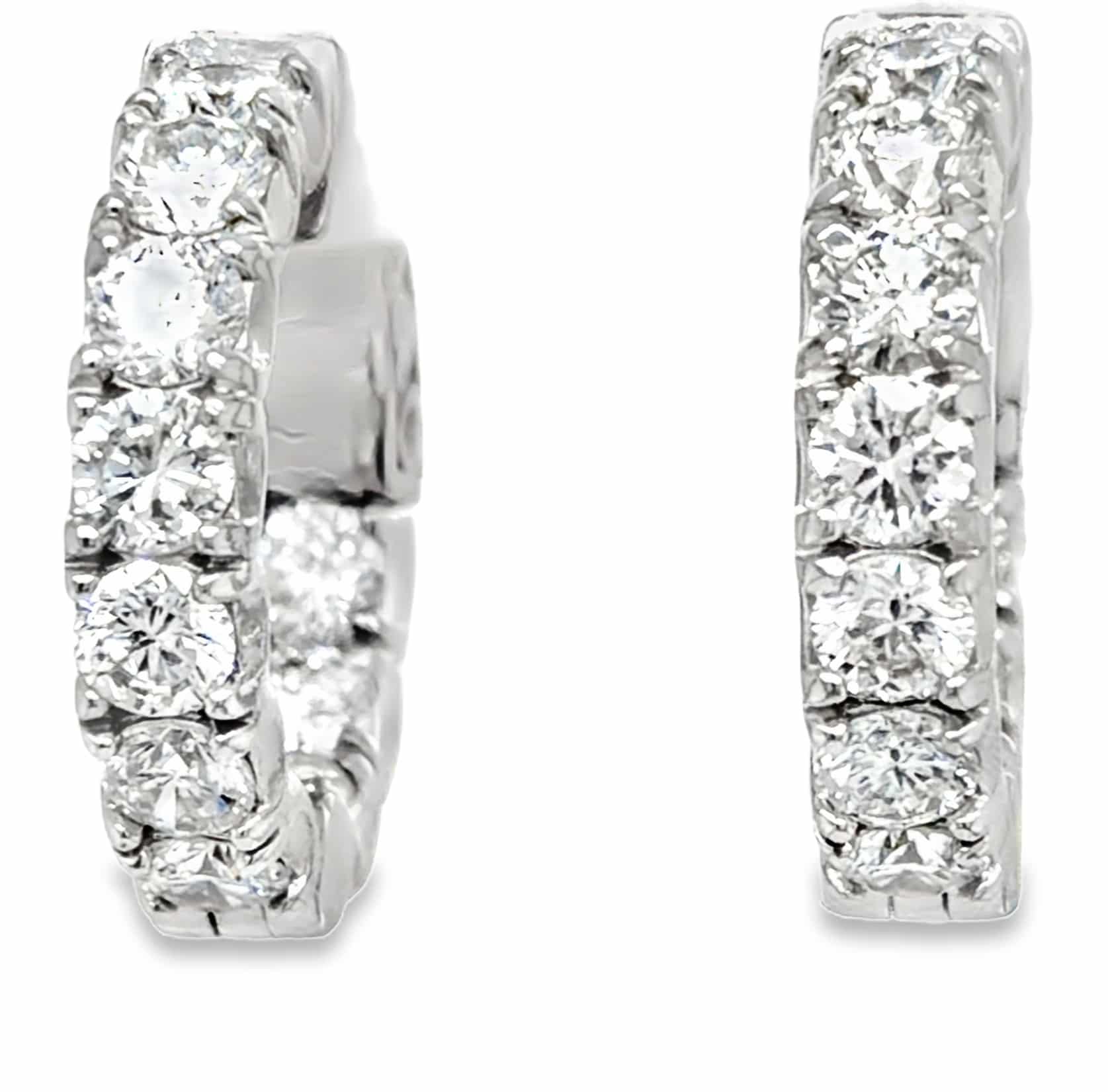 14K Inside Outside Diamond Hoops